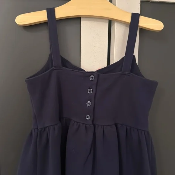 Janie and Jack Girls 6 Navy Sundress with Red Bow and White Trim - Picture 7 of 9